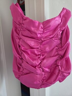 Fashion Nova Fuchsia Ruched Satin Mini Skirt